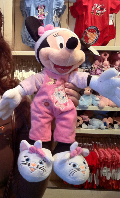 Minnie Mouse plush dressed as Marie from Aristocats