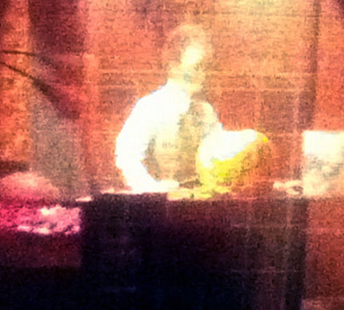 Jim carves a jack-o-lantern during the Halloween scene of Carousel of Progress