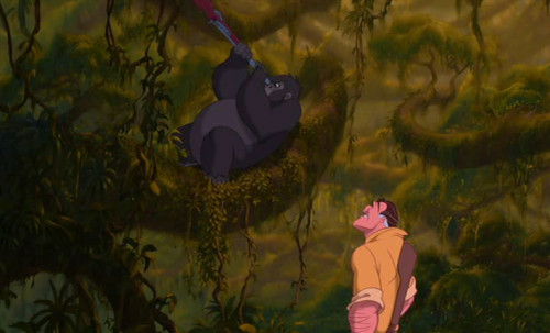 The scene where the gorillas got Clayton's jeep to "turn over" was cut from the film.