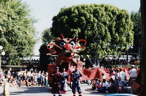 From the daytime incarnation. I'm kind of impressed that it took Disney this long to get a Chinese dragon into a parade.