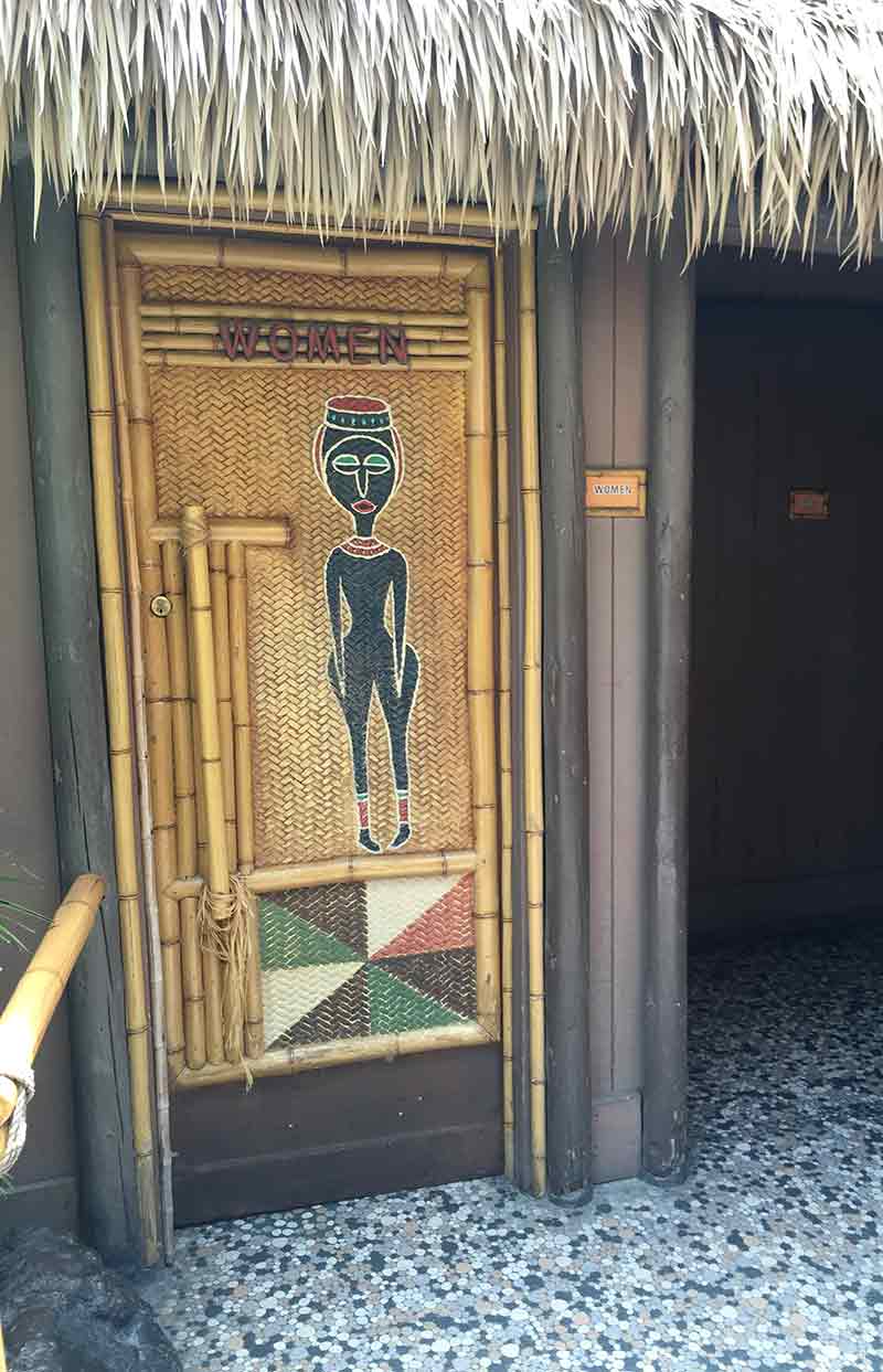 Secret hidden woman's bathroom at Tiki Room in Disneyland Disneyland Secret Luxuries