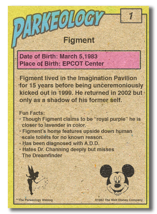 Parkeology vintage theme park trading cards Figment