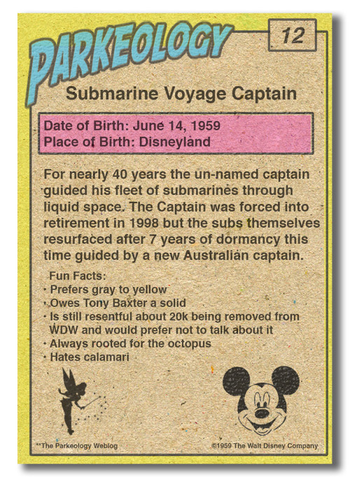 Parkeology vintage theme park trading cards Submarine Captain