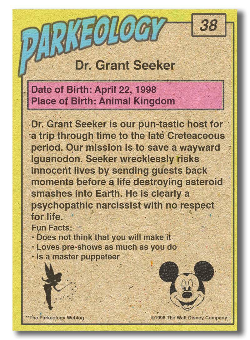 50 greatest park characters trading cards Dr Grant Seeker Back