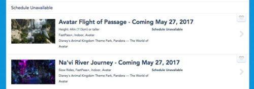 Pandora Rides Schedule