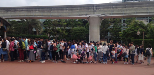 Line for Tokyo Disneyland rope drop