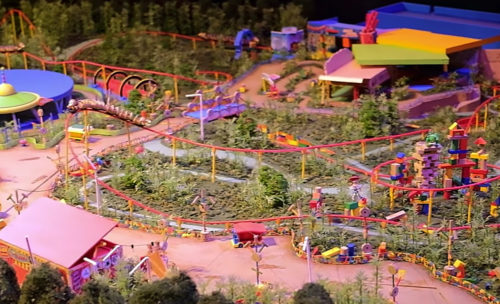 Toy Story Land model made out of Tinker Toys