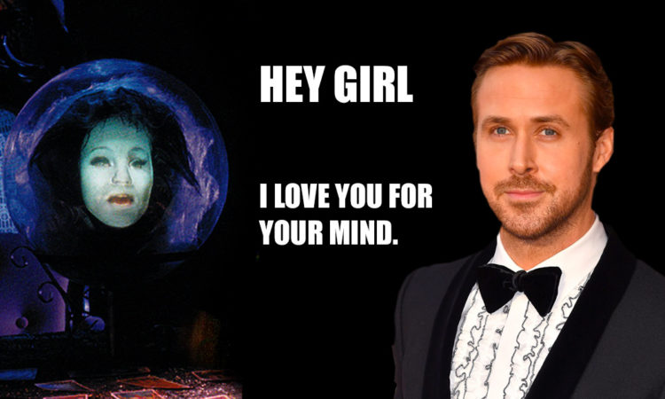 Ryan Gosling and Madame Leota of the Haunted Mansion