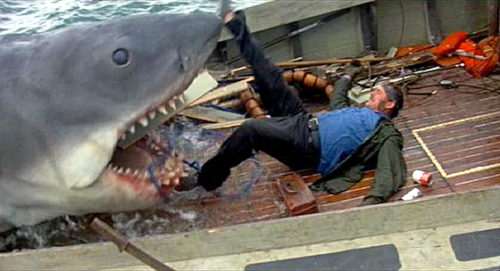 Jaws eating Quint