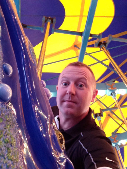 Shane on King Triton's Carousel of the Sea purple whale