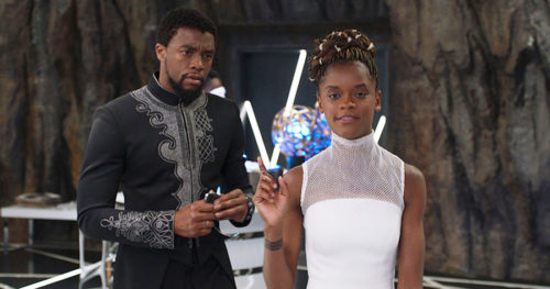 T'Challa as Black Panther and Shuri in her lab in Wakanda