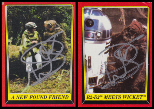 Warwick Davis autographed Return of the Jedi trading cards