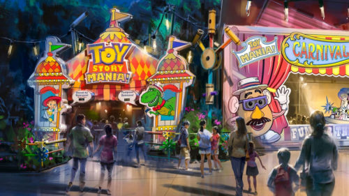 Toy Story Land concept art featuring Toy Story Mania