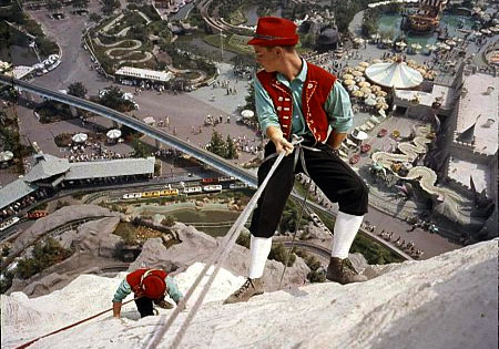 Climbers scale the Disneyland Matterhorn in the 1950s