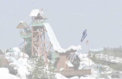 Ski jumper trains on Blizzard Beach's Mt. Gushmore