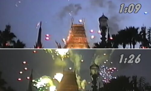 Two frames from the same stretch of video, but several seconds apart.