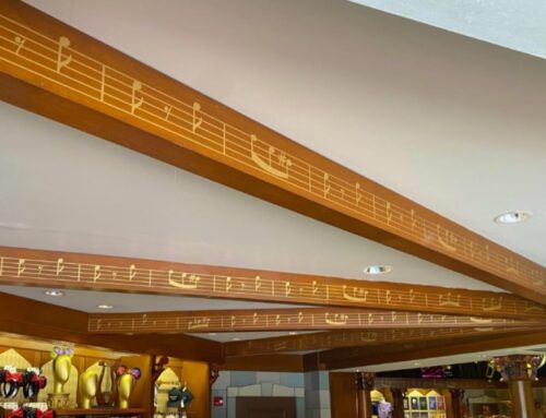 The Sorcerer's Apprentice music on the ceiling of Fantasy Faire at Magic Kingdom