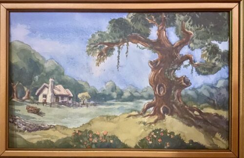 Painting of tree in Peter Pan's Flight queue, flipped horizontally.