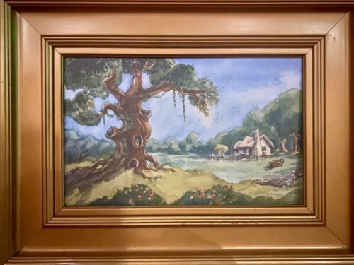 Painting of tree in Peter Pan's Flight queue at Magic Kingdom