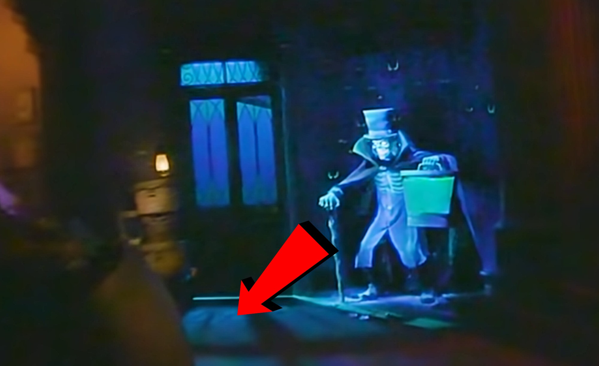 Location of the muddy footprints of the Hatbox Ghost in the Haunted Mansion