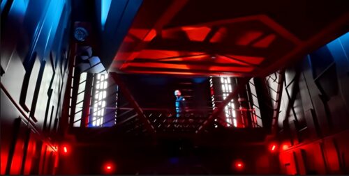 General Hux in the Star Wars: Rise of the Resistance pre-show