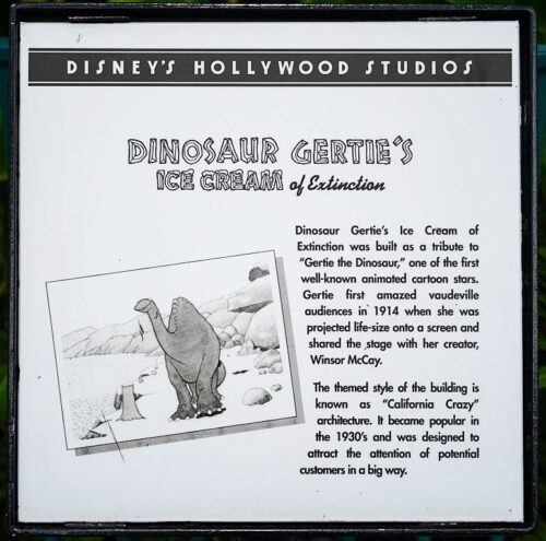 Dinosaur Gertie's Ice Cream of Extinction sign